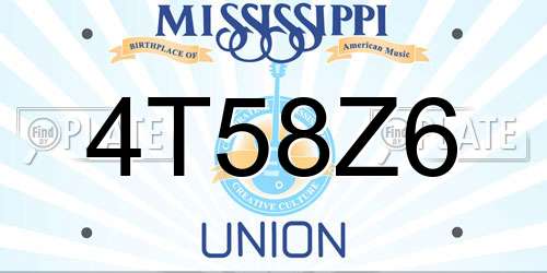 4T58Z6 Mississippi License Plate