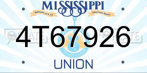 4T67926 Mississippi License Plate