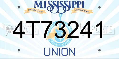4T73241 Mississippi License Plate