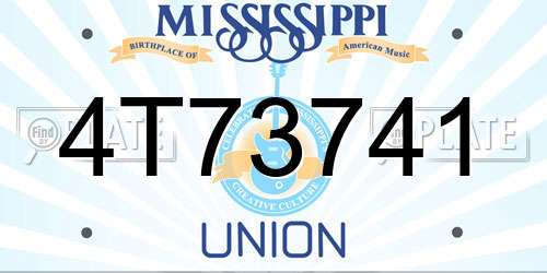 4T73741 Mississippi License Plate