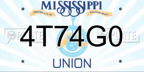 4T74G0 Mississippi License Plate