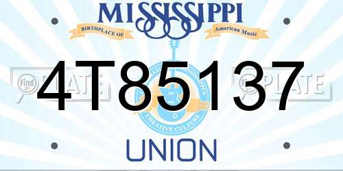 4T85137 Mississippi License Plate