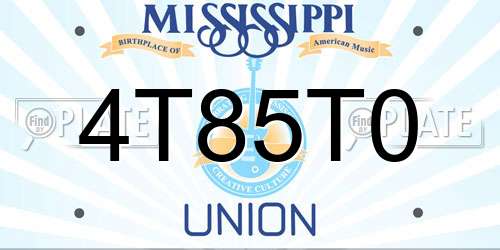 4T85T0 Mississippi License Plate