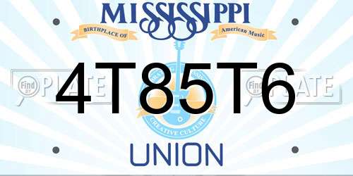 4T85T6 Mississippi License Plate