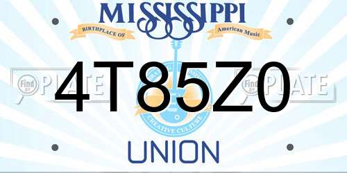 4T85Z0 Mississippi License Plate