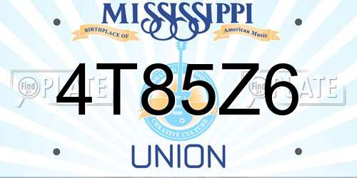 4T85Z6 Mississippi License Plate