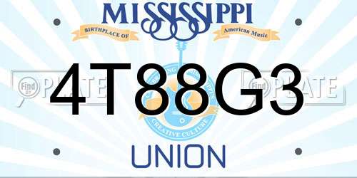 4T88G3 Mississippi License Plate