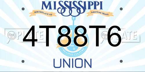 4T88T6 Mississippi License Plate