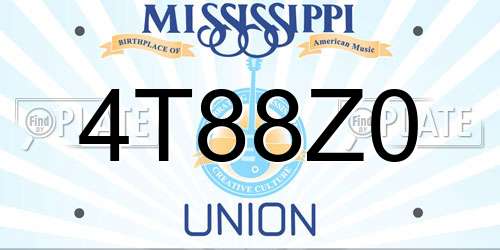 4T88Z0 Mississippi License Plate