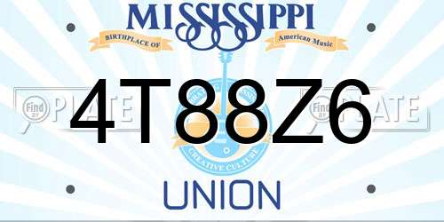 4T88Z6 Mississippi License Plate