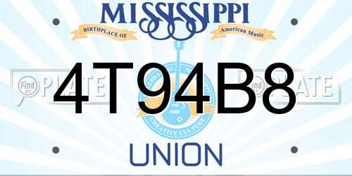 4T94B8 Mississippi License Plate
