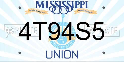 4T94S5 Mississippi License Plate