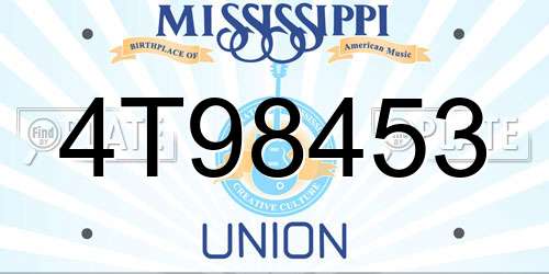 4T98453 Mississippi License Plate