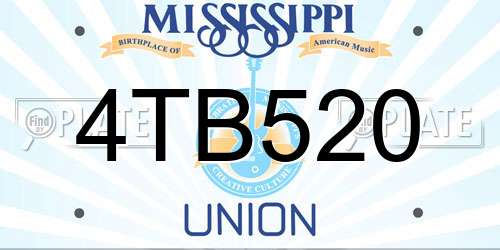 4TB520 Mississippi License Plate