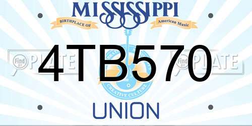 4TB570 Mississippi License Plate