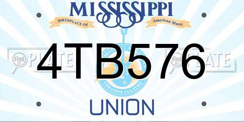 4TB576 Mississippi License Plate