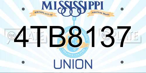 4TB8137 Mississippi License Plate