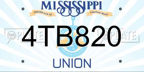 4TB820 Mississippi License Plate