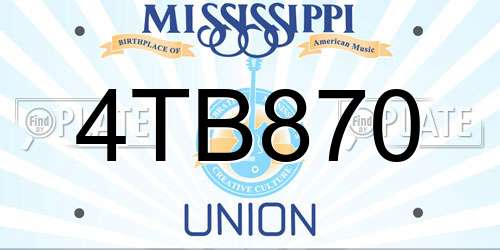 4TB870 Mississippi License Plate