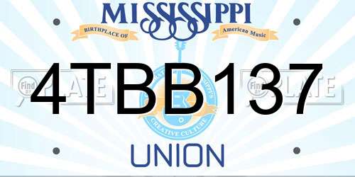 4TBB137 Mississippi License Plate