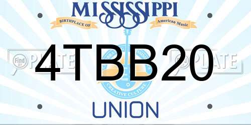 4TBB20 Mississippi License Plate