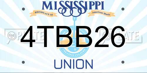 4TBB26 Mississippi License Plate