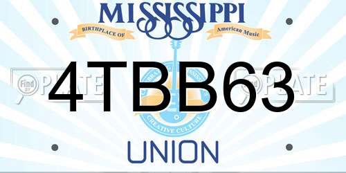 4TBB63 Mississippi License Plate