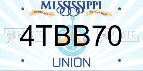 4TBB70 Mississippi License Plate