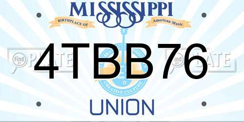 4TBB76 Mississippi License Plate