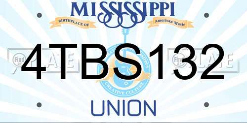4TBS132 Mississippi License Plate