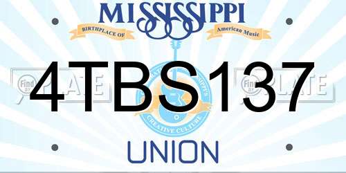 4TBS137 Mississippi License Plate