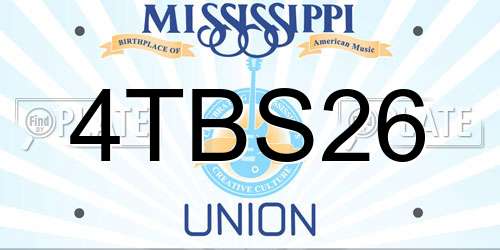 4TBS26 Mississippi License Plate