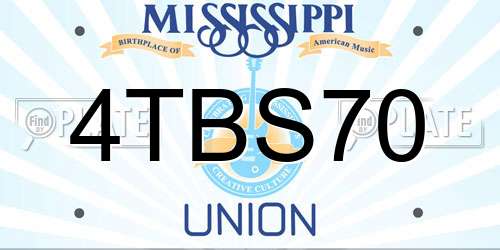 4TBS70 Mississippi License Plate