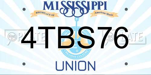 4TBS76 Mississippi License Plate