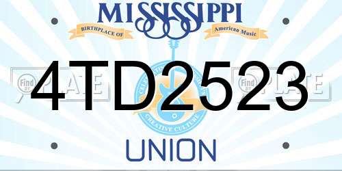 4TD2523 Mississippi License Plate