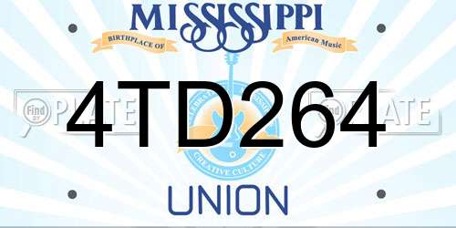 4TD264 Mississippi License Plate
