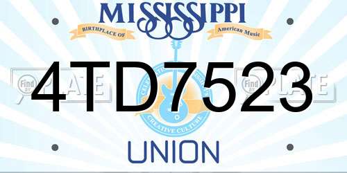 4TD7523 Mississippi License Plate
