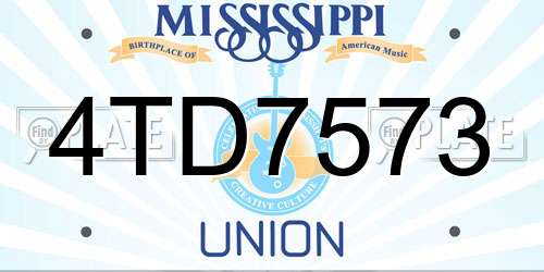 4TD7573 Mississippi License Plate