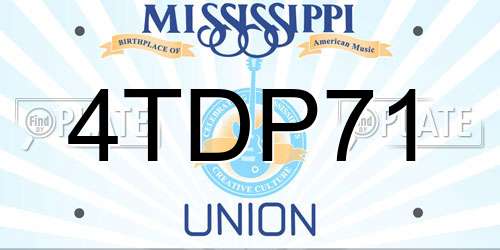 4TDP71 Mississippi License Plate