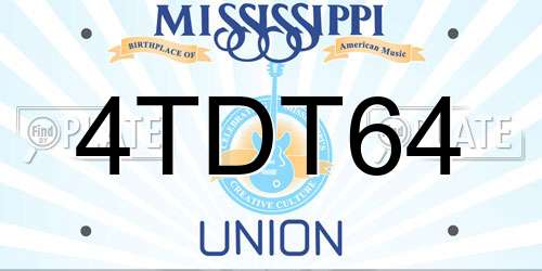 4TDT64 Mississippi License Plate