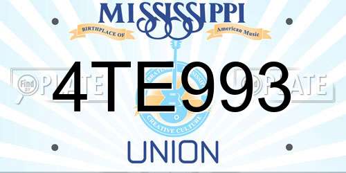 4TE993 Mississippi License Plate
