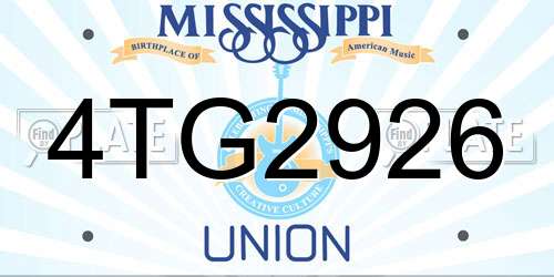 4TG2926 Mississippi License Plate