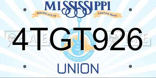 4TGT926 Mississippi License Plate