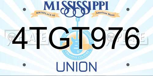 4TGT976 Mississippi License Plate