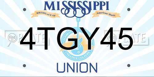 4TGY45 Mississippi License Plate