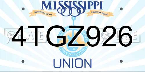 4TGZ926 Mississippi License Plate