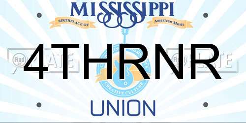 4THRNR Mississippi License Plate