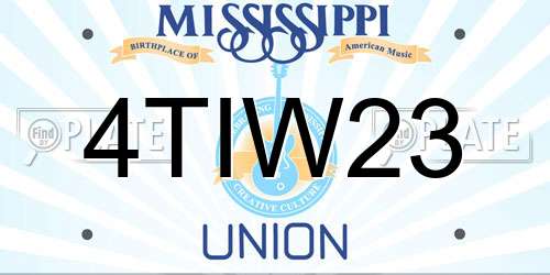4TIW23 Mississippi License Plate