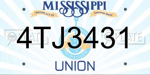 4TJ3431 Mississippi License Plate