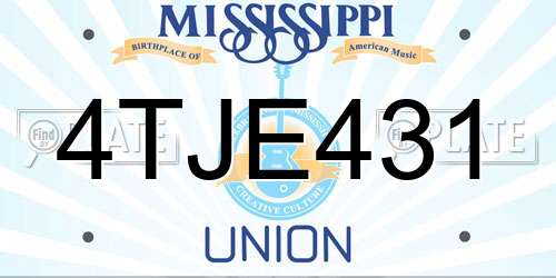 4TJE431 Mississippi License Plate